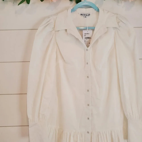Walter Baker Collared Tara Puff Sleeve Shirt Dress White - Picture 7 of 11